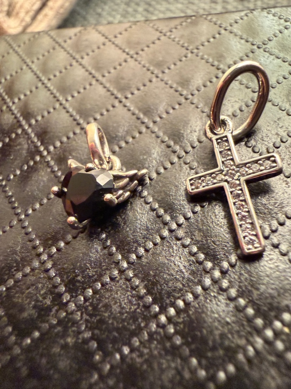 Pandora Silver Cross and Black Stone Pendant Set for Me Bracelet - Picture 3 of 5